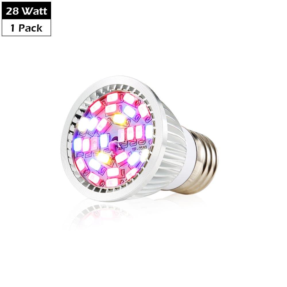 CREATE BRIGHT Led Grow Light Bulb, 28W Plant Bulb Full Spectrum Led Grow Bulb E26 Grow Plant Light for Indoor Plants,Aquariums,Hydroponics Greenhouse Organic,Pack of 1