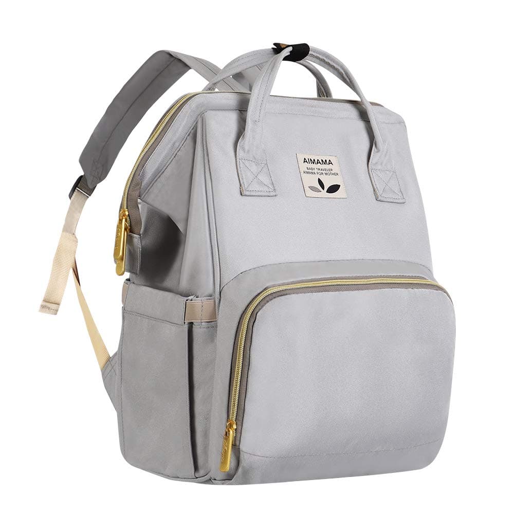 Maydolly Diaper Bag Multifunctional Waterproof Backpack Maternity Nappy Bag with Large Capacity (white grey)