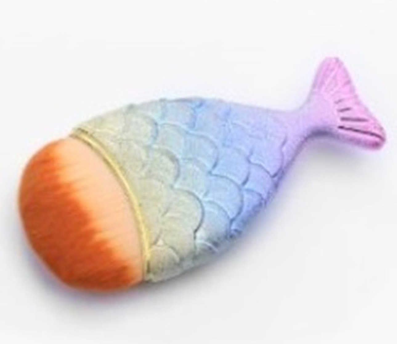 1 Pcs Rainbow Mermaid Chubby Fish Tail Makeup Brush Set Powder Contour Cosmetic Make Up Tool Professional Natural Beauty Palettes Eyeshadow Pleasantness Popular Colorful Hair Highlights Kit, Type-12