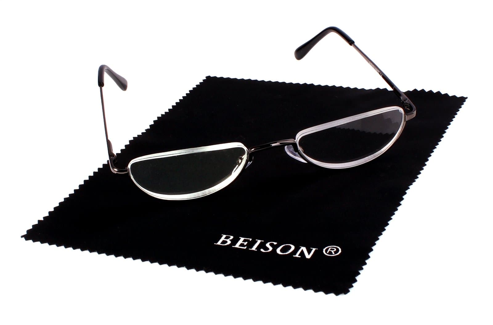 Beison Half Moon Readers Half Rimless Reading Glasses (Grey, 2.25)
