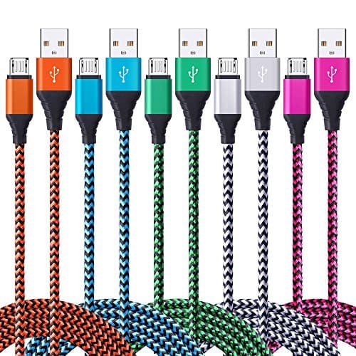 Samsung Micro USB Cable, OrSunday 5 Packs 6ft Braided USB 2.0 Android Charger Fast Charging Data Sync Phone Cord for Galaxy J3, J5, J7, S7, S6, S7 edge, Nokia 6 Nokia Lumia, kindle fire 7 8, Tablet