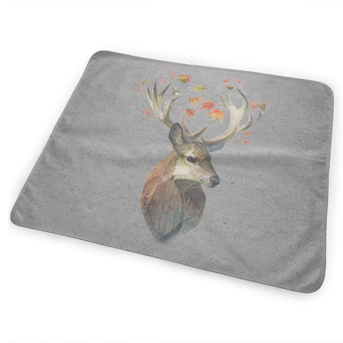 Cute Flower Deer Runner Changing Pad Portable Biggest Changing Mat to Change Diaper (25.5"x31.5")