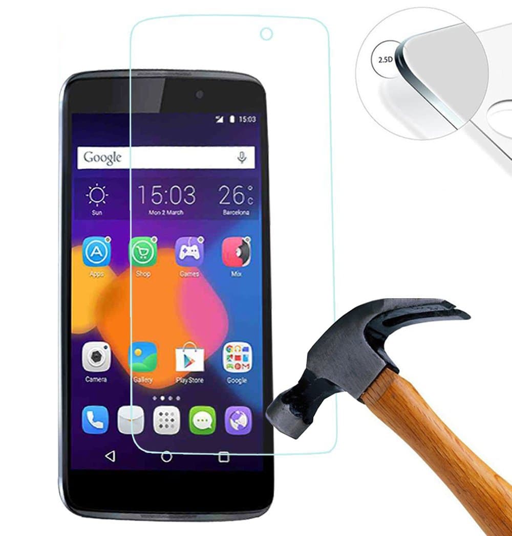 Lusee 2 x Pack Tempered Glass Screen Protector for Alcatel 6039Y Onetouch Idol 3 4.7 Inch Hardglass Display Film Protective Screenprotector (only cover the flat portion)