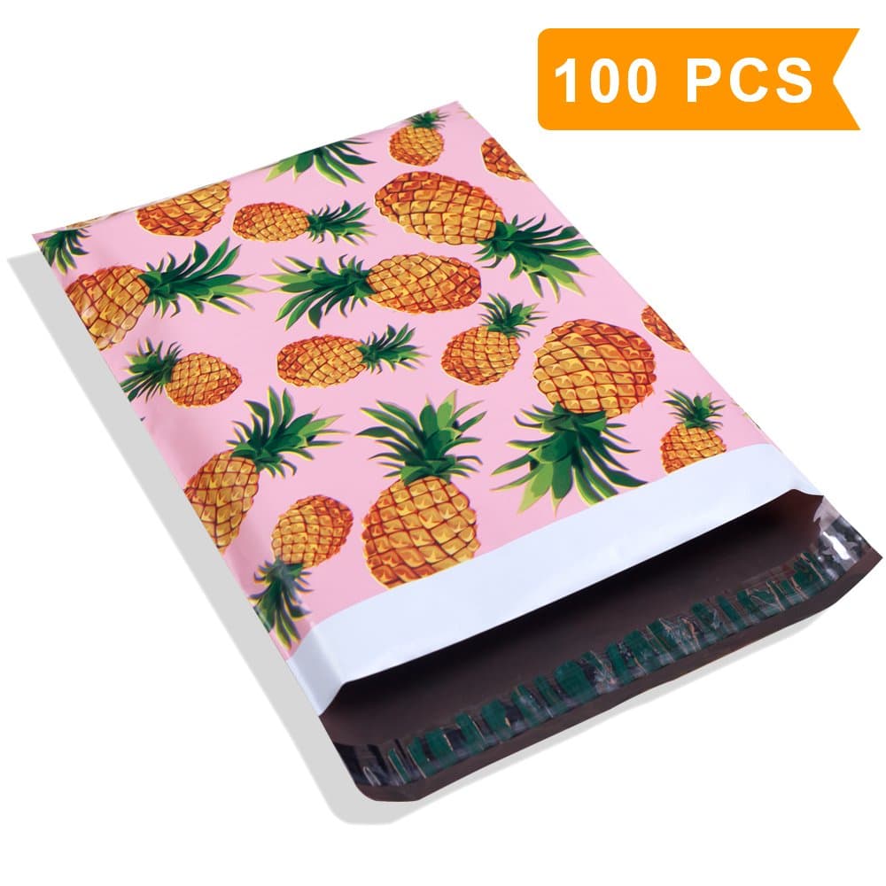 Poly Mailer Bags-100 Pack #5 12x15.5 Inch 2.35MIL Pineapple Designer Shipping Envelope Mailers Boutique Custom Bags for UCGOU