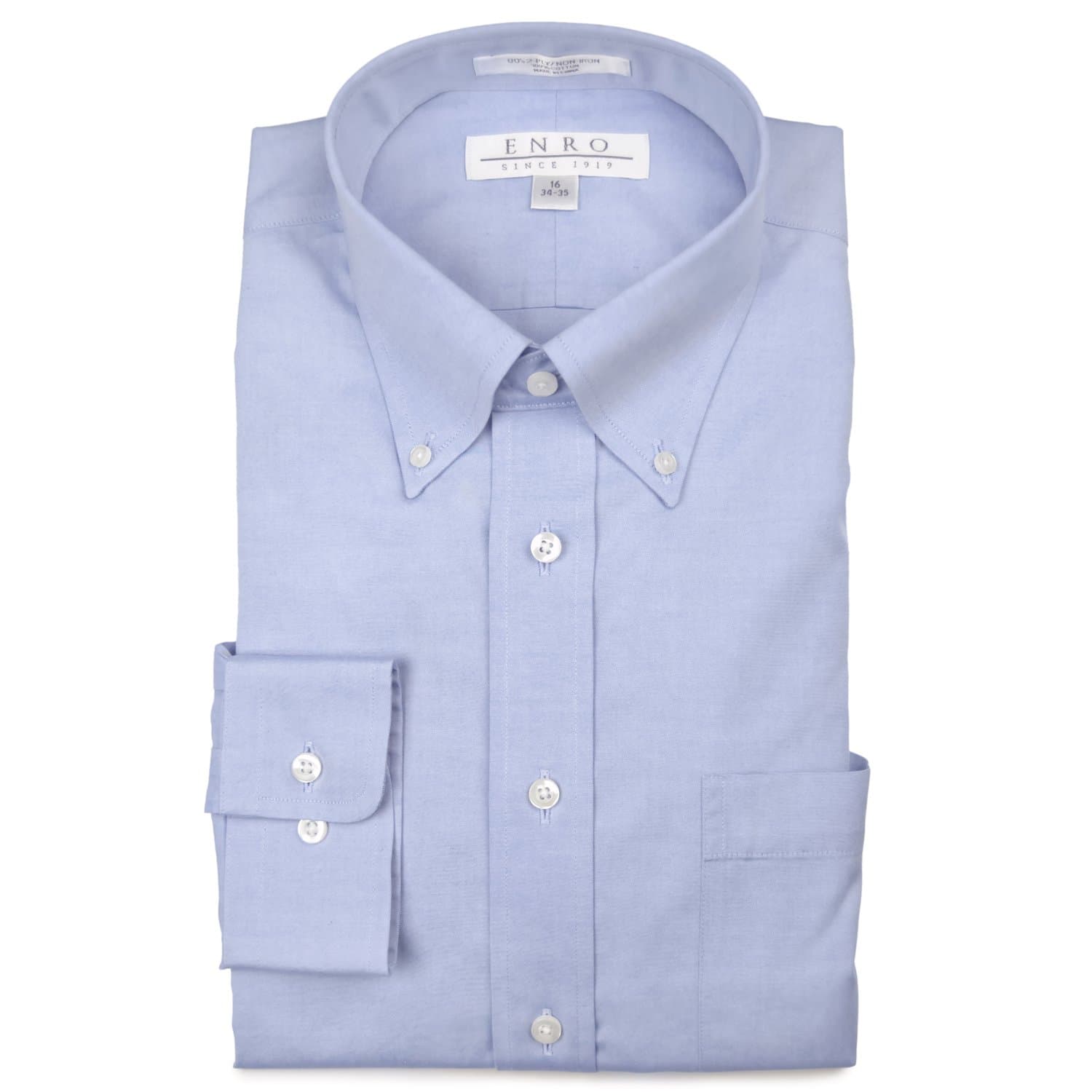 Enro Men's Classic Fit Solid Button Down Collar Dress Shirt