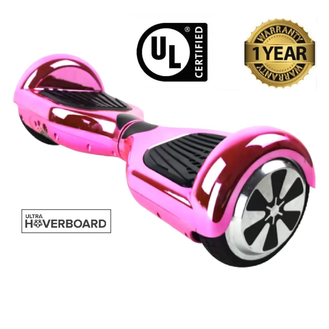 DTC Technologies Model R6 Hoverboard Self-Balancing Scooter UL-2272 Certified (Chrome Pink)
