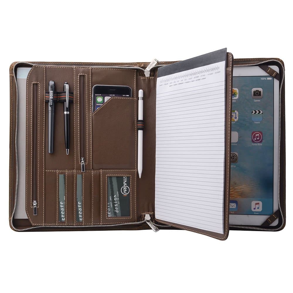 Personalize Crazy-Horse Portfolio Organizer Padfolio Compact Case for New Surface Go, with (A4) Paper