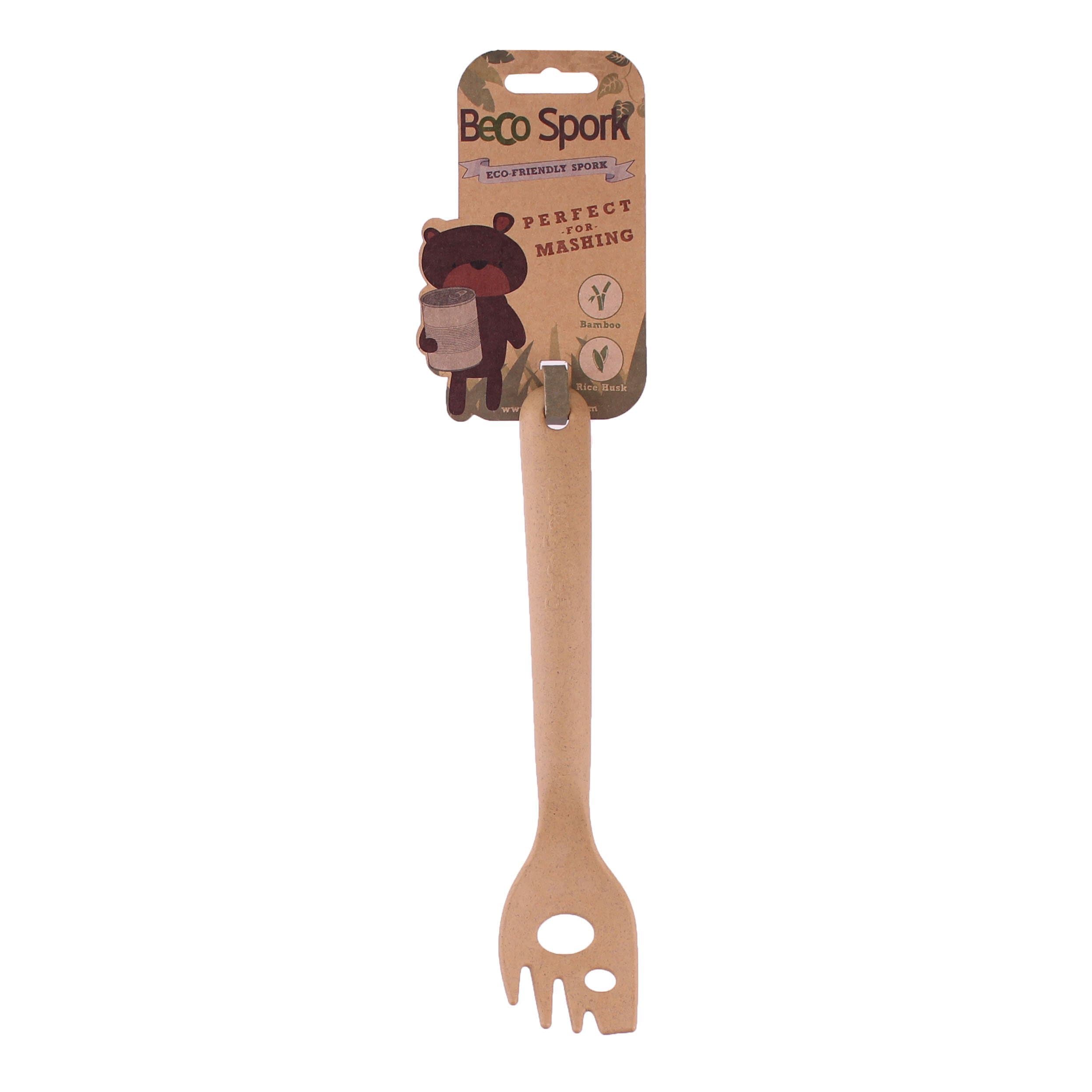 Beco Spork - Eco Friendly Bamboo Spoon/Fork with Extra Long Handle - Brown
