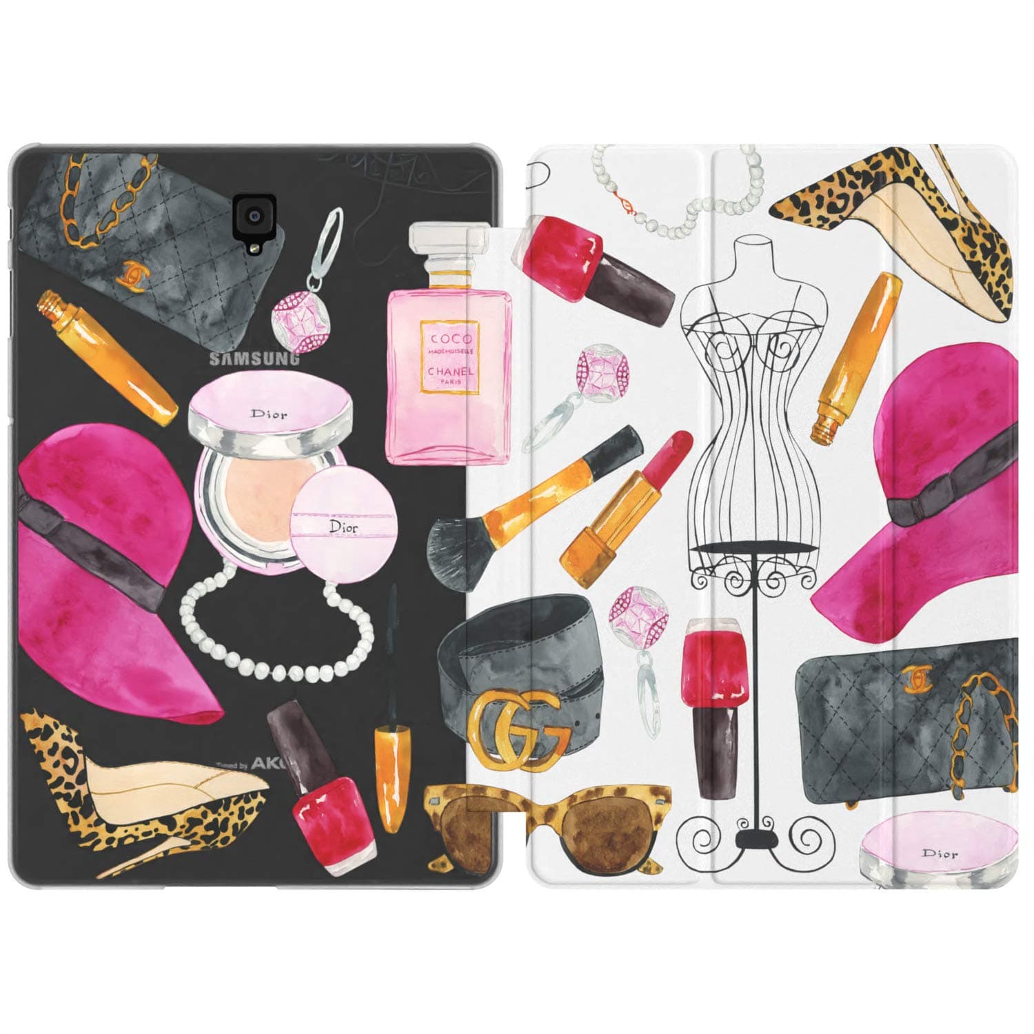 Mertak Case Compatible with Samsung Galaxy Tab S7 S6 Lite S5e S4 A7 10.4 A 10.5 10.1 2019 S3 9.7 S2 8.0 Design Makeup Glam Women Slim Smart Cover Girly Print Brandy Fashion Pattern Auto Wake Sleep