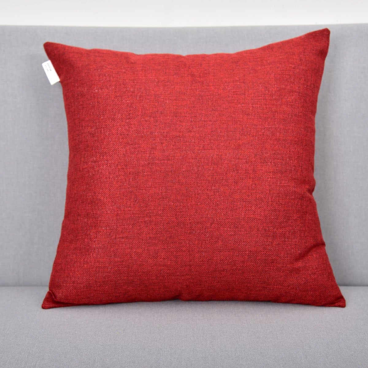 NATUS WEAVER Decorative Lined Linen Square Euro Throw Pillow Case Sham Cushion Cover for Bed, 18 x 18 inch (1 Piece, Burgundy)