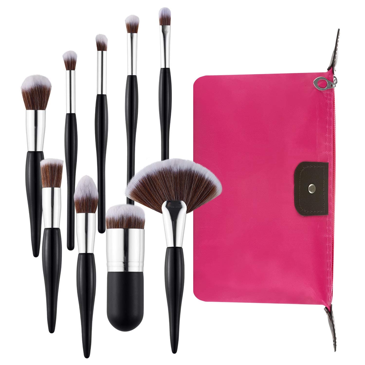 Nxconsu Makeup Brush Set With Case 9Pcs Eye Shadow Foundation Blending Contouring Blushing Highlight Concealer Professional Powder Liquid Cosmetics Makeup Brushes (Black)