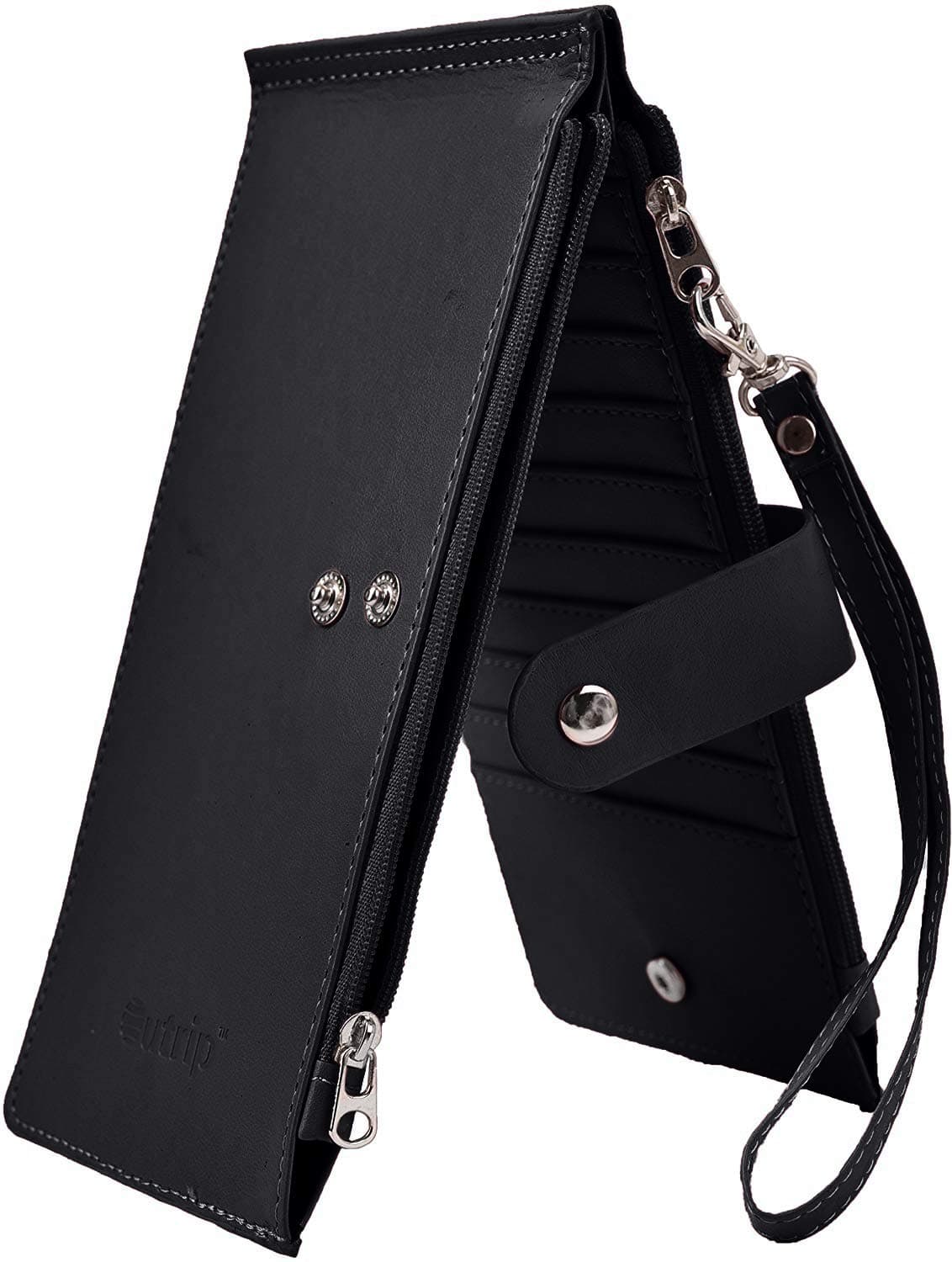 RFID Blocking Women's Leather Bifold Wallet Thin Zipper Card Holder Wallet Purse