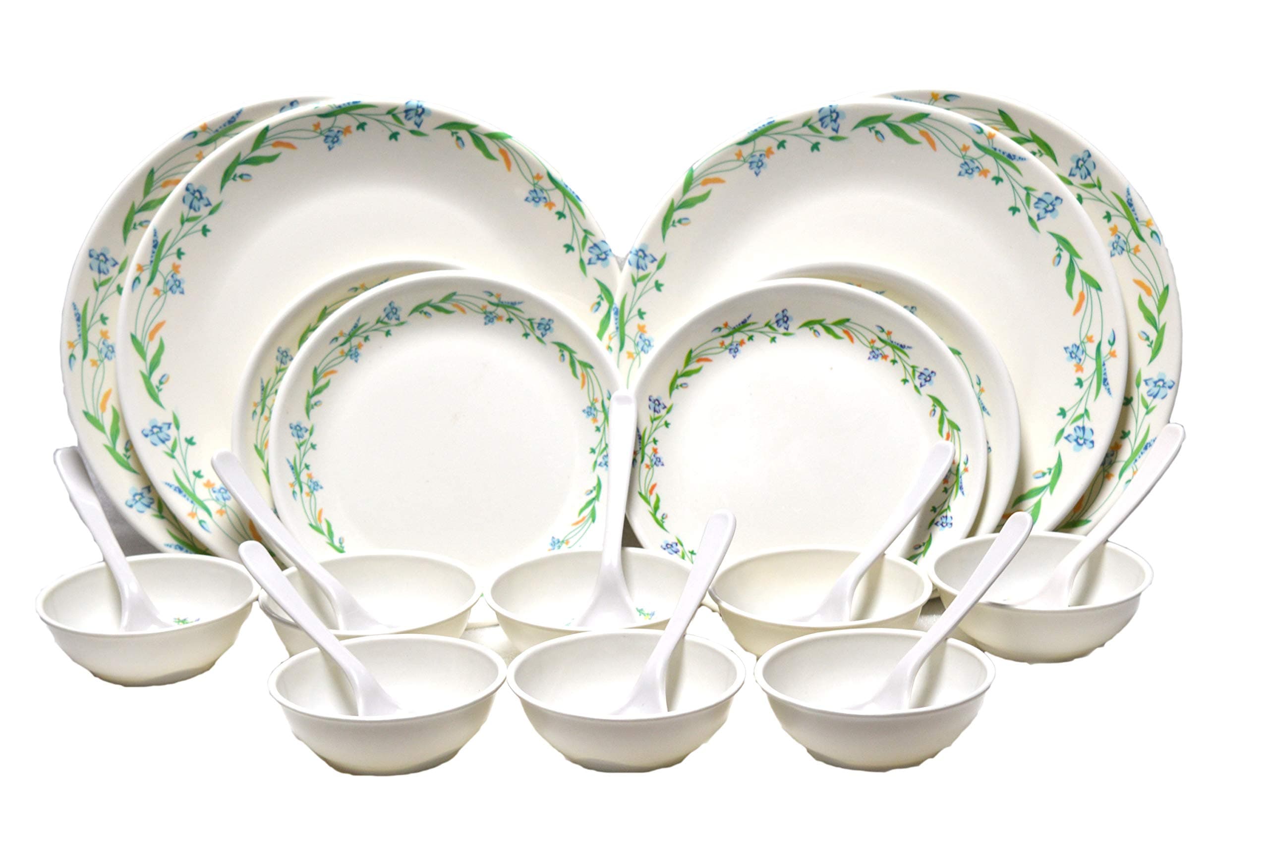 Czar Melamine 24 Pieces Dinner Set Green Border