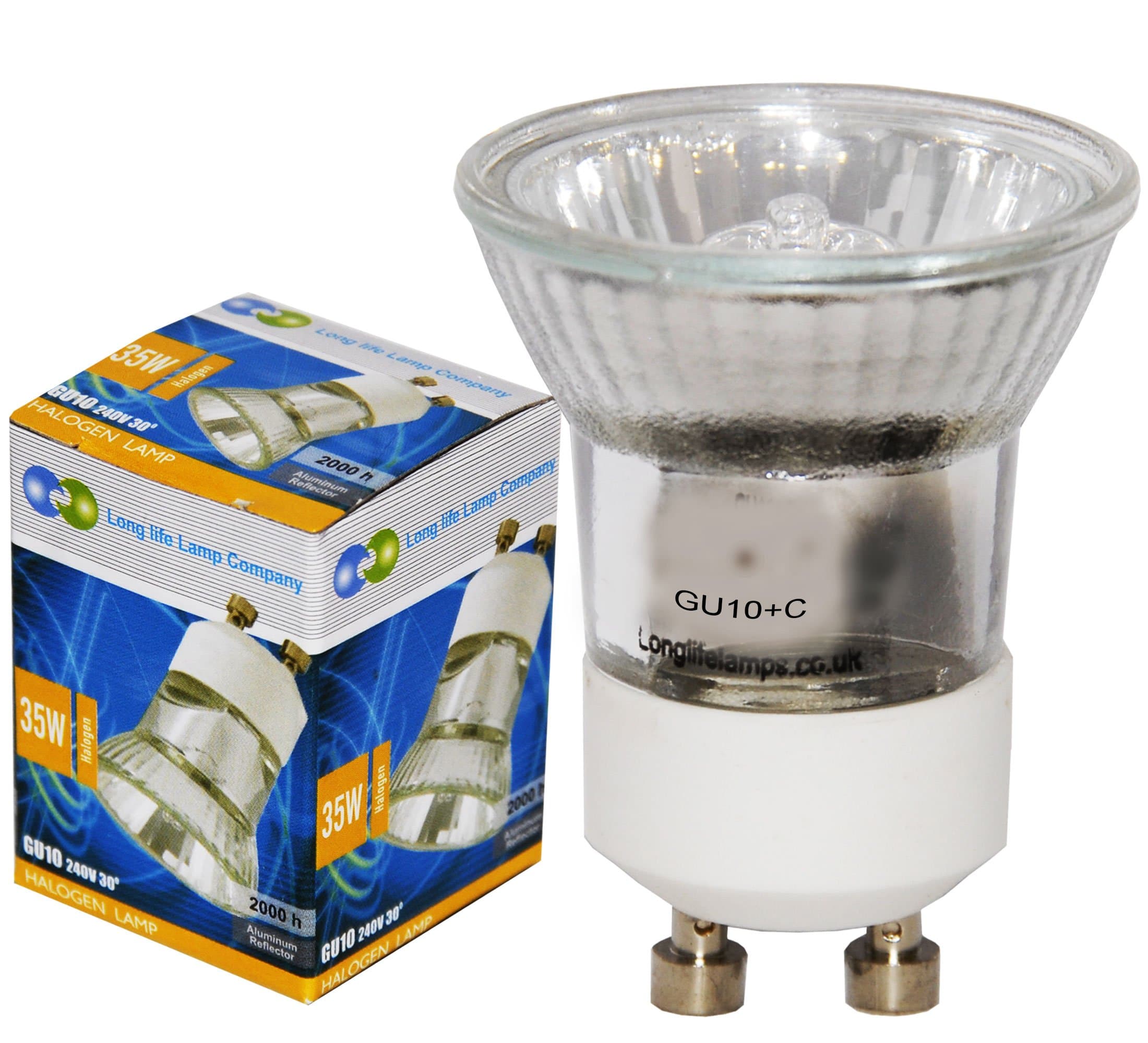 3 x Mini GU10 35w Halogen Light Bulbs Small GU10 by Long Life Lamp Company