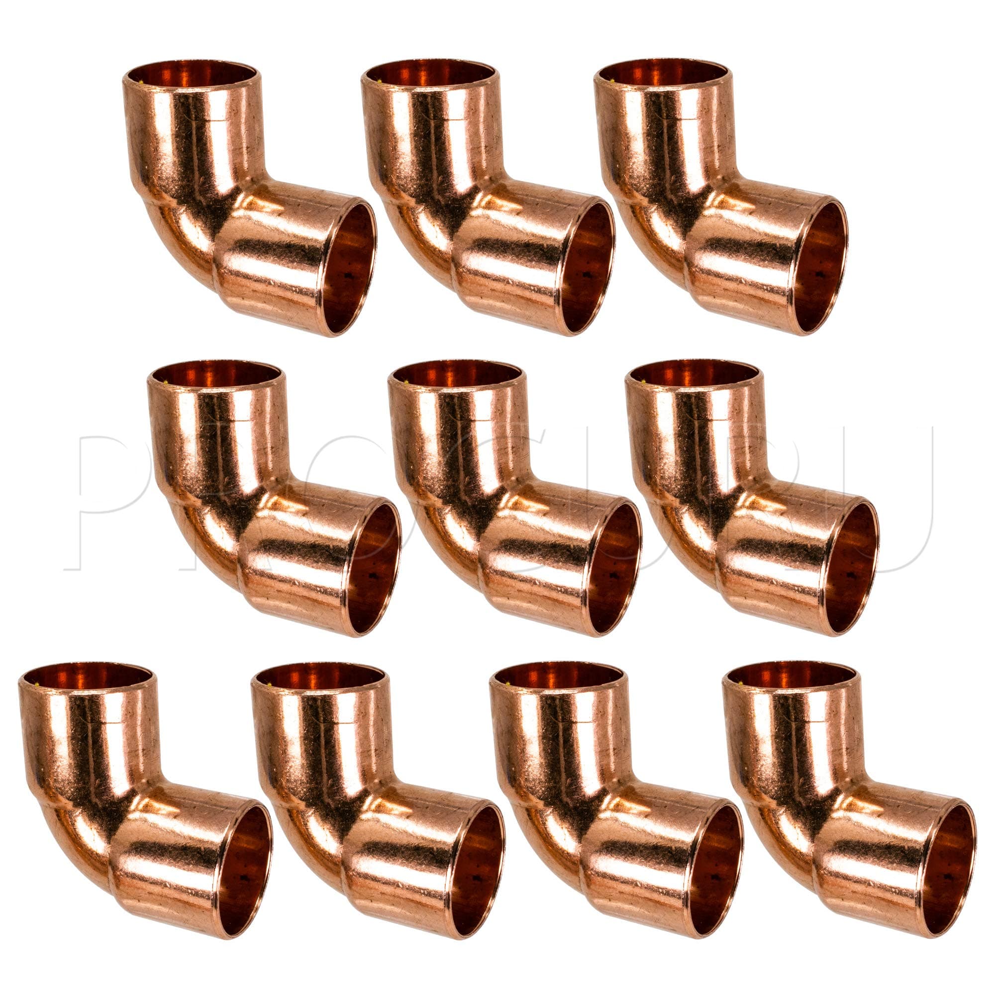 PROCURU 1-1/4-Inch Copper 90-degree Elbow C x C Sweat Connection, Certified Lead Free (1-1/4", 10-Pack)