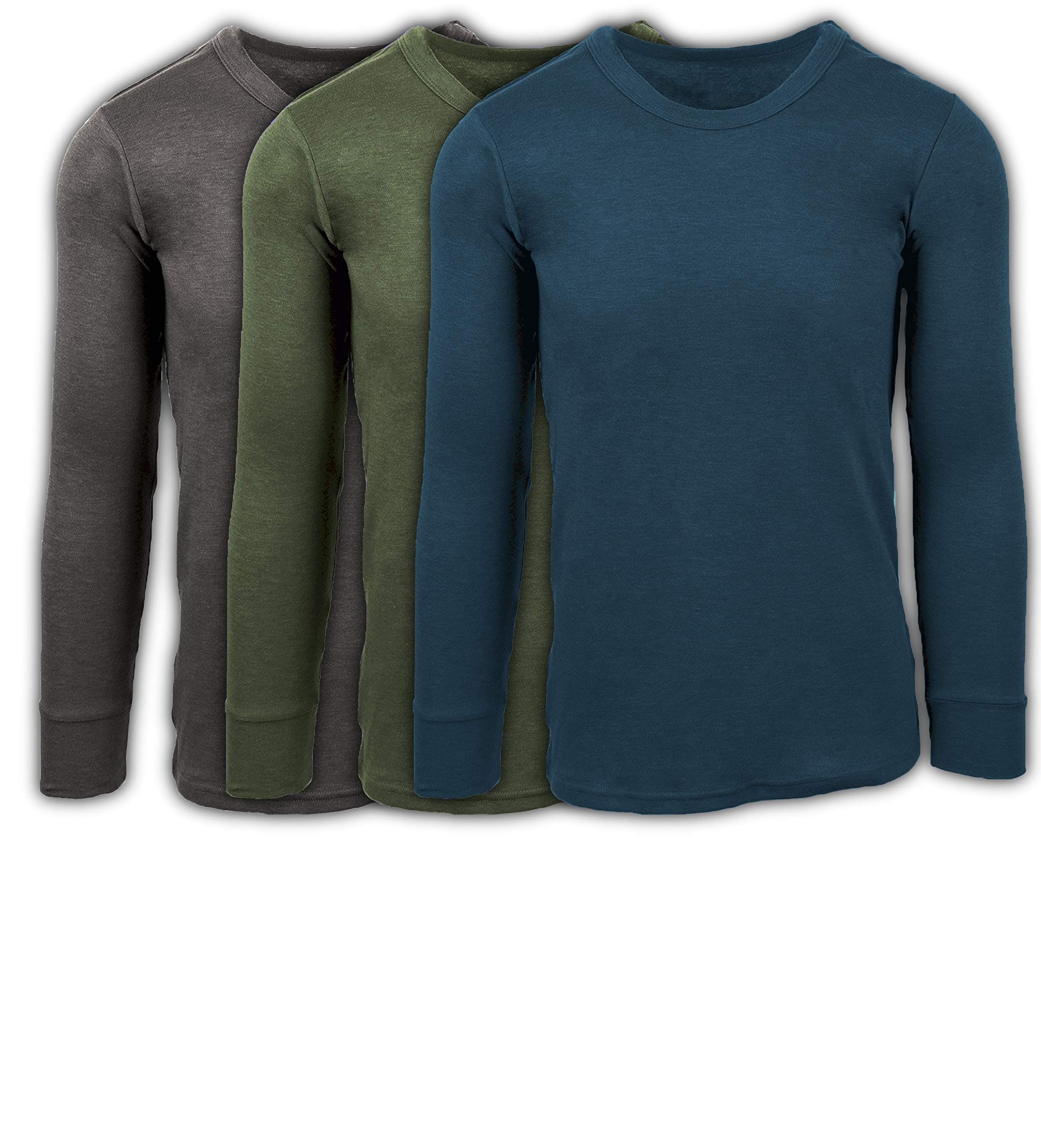 ANDREW SCOTT Men's 3 Pack Premium Cotton Top Base Layer Long Sleeve Crew Neck Shirt