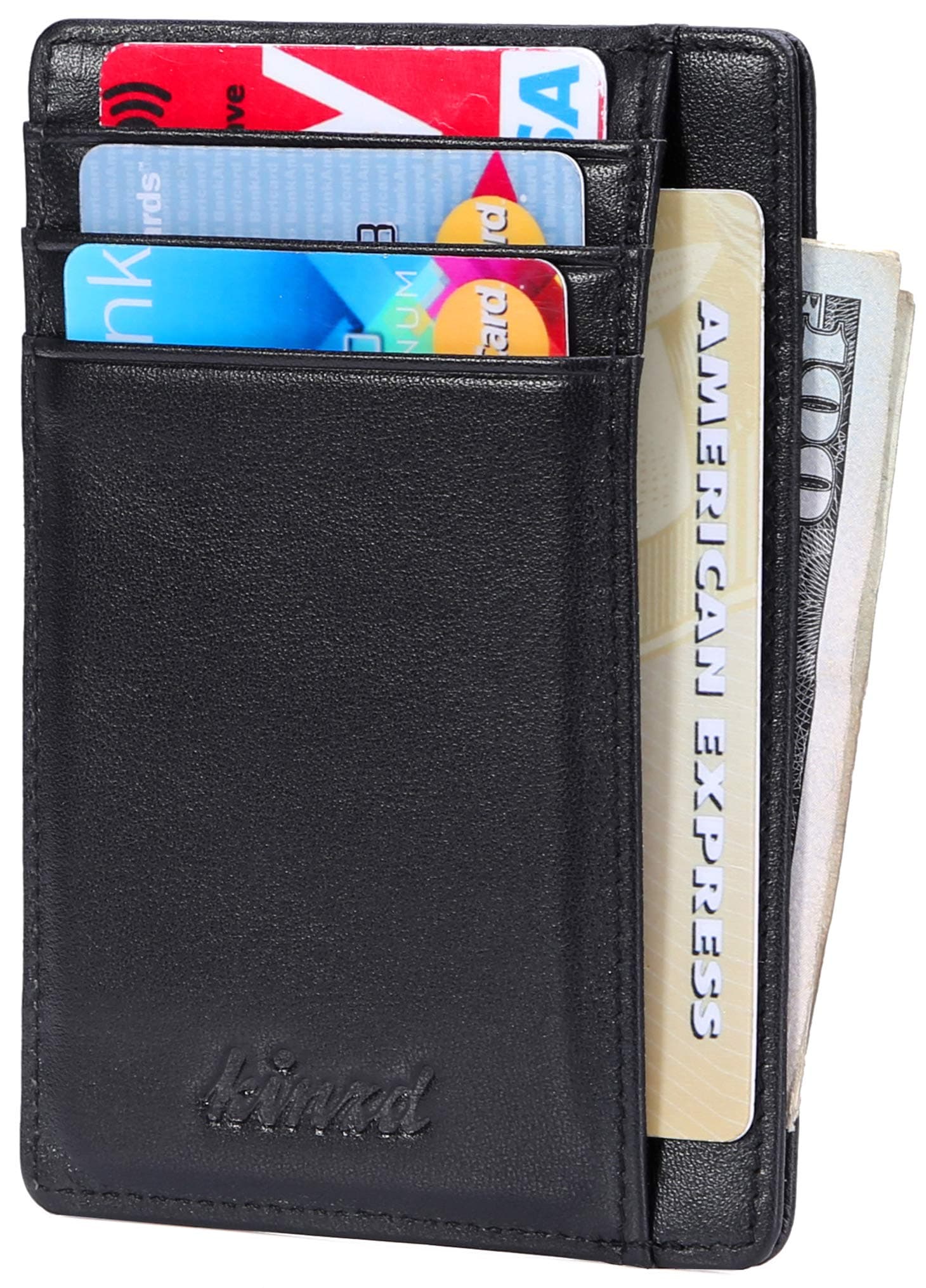 Kinzd Slim Minimalist Leather RFID Front Pocket Wallet Thin Credit Card Holder Men