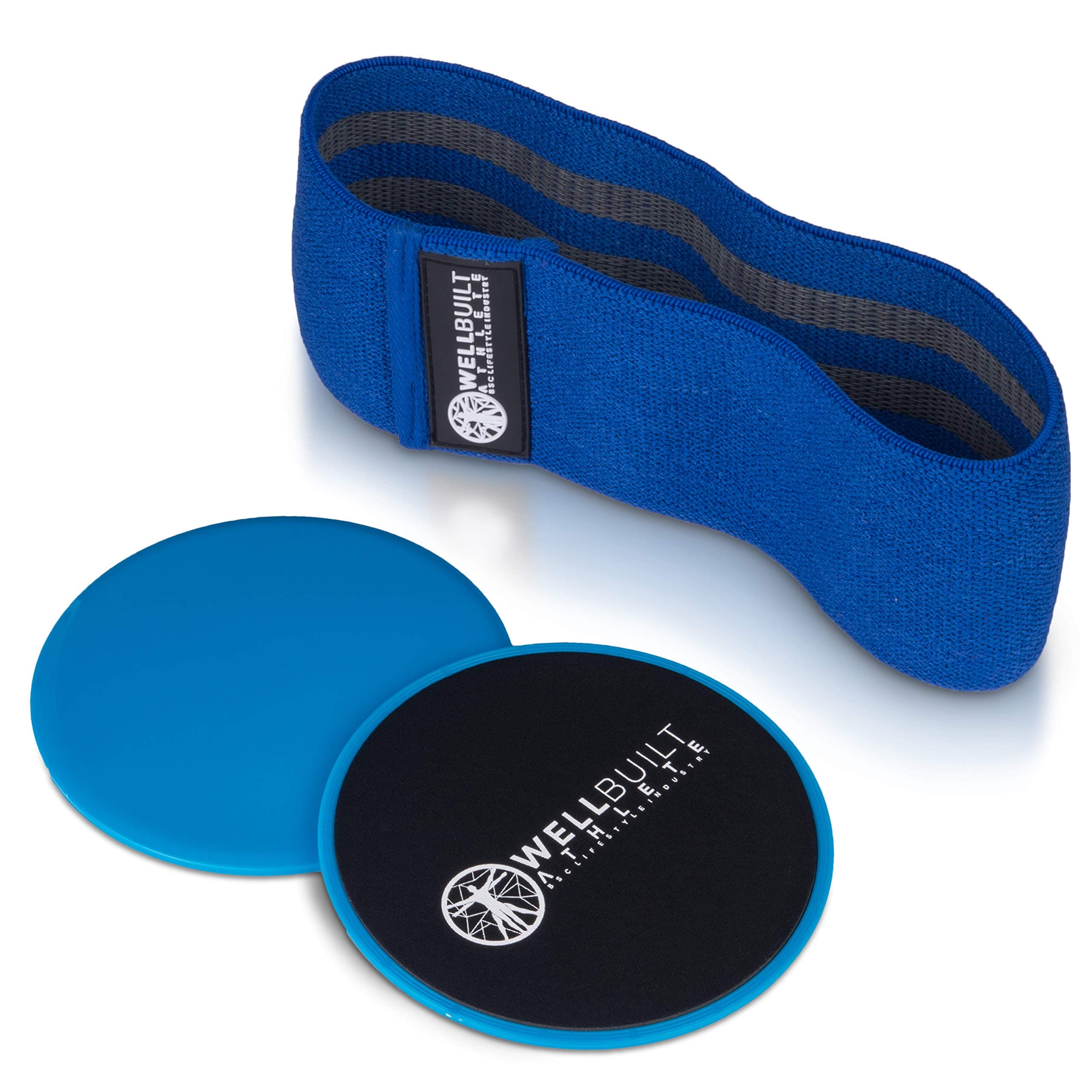 Well Built Athlete Squat Band with Core Sliders and E-Book, Fabric Resistance Bands for Working Out Squat Bands for Butt and Thighs Hip Band Glute Band Non Slip Cloth Resistance Bands