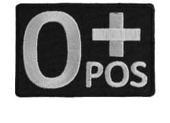O Positive Blood Group Square Patch Embroidered 4 INCH Pack of 2 Patch Sew On Badge Applique