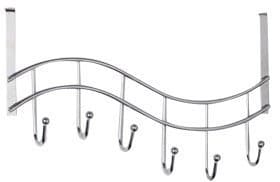 Over the Door Hooks Silver Chrome with 6 hooks - Heavy Duty Construction
