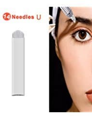 CHFENG Tattoo Needle Permanent Makeup Needle Manual Eyebrow Tattoo Microblade 50pcs 14 U Sharp Needles