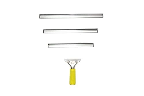 DOCAZOO Telescopic Pole for Cleaning - Window Cleaning Kit, Ceiling Cleaning, Feather Duster, Snow Removal, Window Squeegee, High Reach Indoor & Outdoor Kit - (10" 12" 14" Squeegee Blades)