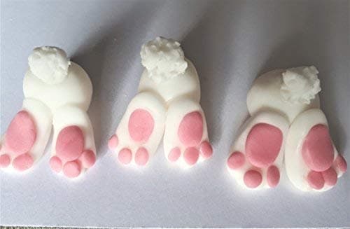 Cute Edible 3D Easter Bunny Down a Hole Cake Toppers 3 Pack Icing, Sugar Fondant for Baby Showers, Easter Cakes, Cupcakes,Easter Eggs,Easter Gifts, Treats, Sweets