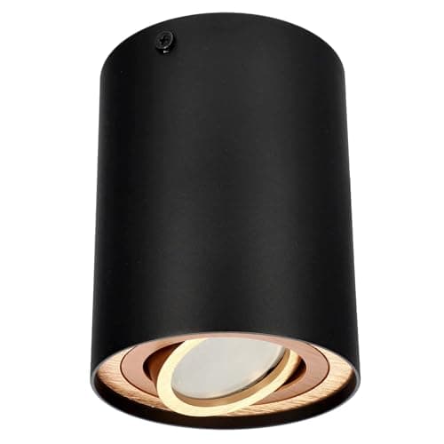 EDO SKAND 1 Adjustable Round Black and Gold Ceiling Spotlight with GU10 Socket Aluminium Ceiling Light Diameter 95 x 125 mm for Living Room, Kitchen, Corridor, Office