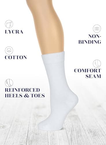 Hugh Ugoli Women's Cotton Crew Socks, Soft, Regular Fit, Plain Color Casual Socks for Trouser, Shoe Size 6 to 12, 4-8 Pairs