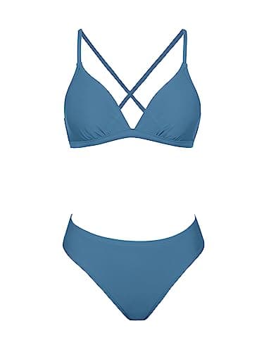 CUPSHE Women's Neon Trimmed Triangle High Cut Adjustable Straps Bikini Sets