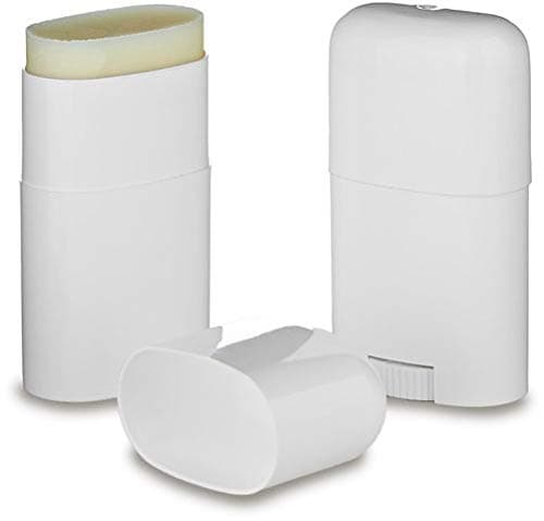 White Oval Deodorant Container - Empty - .50 Ounce - Twist-Up Refillable Plastic Tube for DIY Deodorants - Cosmetic Crafts - Pack of 6 – Travel Mini- By Natural Farms