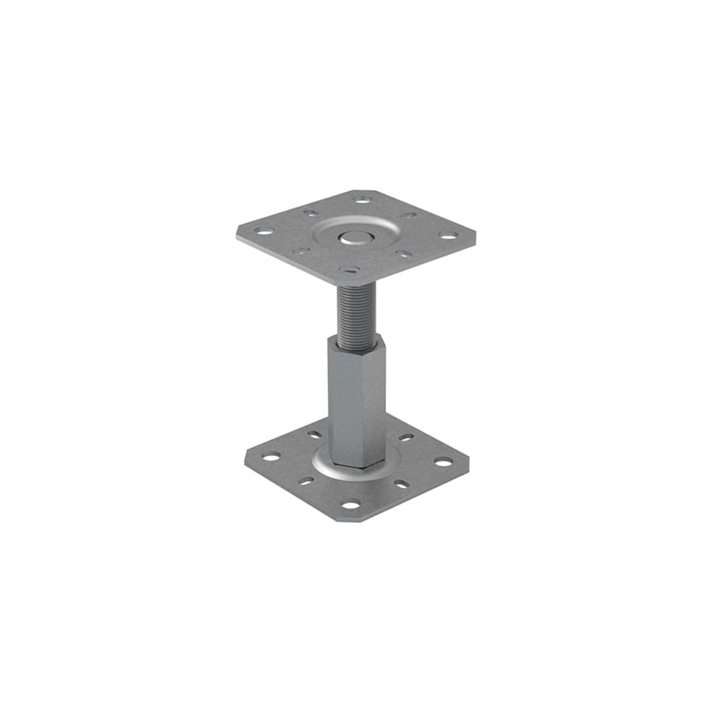 Domax Raised Post Base, Galvanized, 100-150 mm, Height Adjustable, 100 x 130 mm