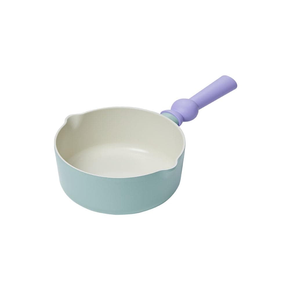 Better Finger Kitchen Nonstick 7 Inch Mini Wok Pan with Handle, Healthy Cooking Ceramic Coating Milk Melting Pot with 2 Pour Spouts, Induction Compatible Multi Cookware, Made in Korea (18cm Wok Pan)