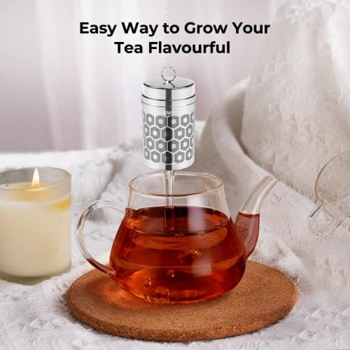 Reinmoson Tea Strainers for Loose Tea, Extra Fine Mesh Tea Infuser, 304 Stainless Steel & Updated Slim Threaded Lid, Loose Leaf Tea Steeper for Black Tea, Rooibos, etc