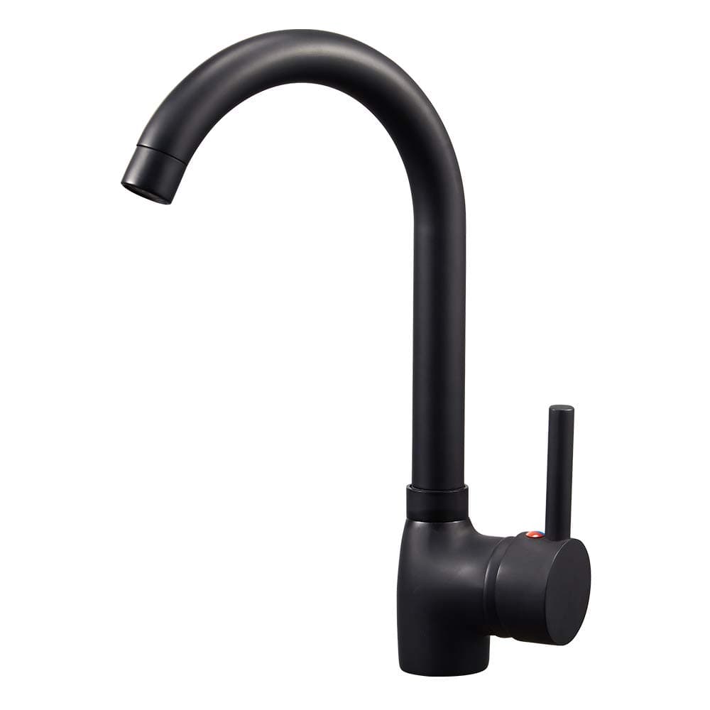Matt Black Kitchen Tap Single Lever Kitchen Mixer Taps 1 Hole Modern Sink Mixer Tap with UK Standard Fittings Swan Neck Black Faucet Monobloc Hot Cold Water Mixer 360 Swivel Spout