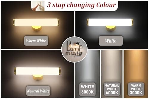 Lamp master Round Acrylic Luxurious LED Wall Light for Mirror, Wash Basin, Bedroom, Hotel Passage, Living Room | Soft & Bright White LED Lighting - 1 Pack (3 in 1 LED Colour, Pack of 1)