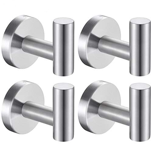 Bath Towel Hooks Robe Hook Holder Wall Mount Heavy Duty Wall Hooks SUS 304 Stainless Steel Coat Hook Closet Door for Bathroom Bedroom Hotel Kitchen Garage Pool 4 Pack (Brushed Nickel)