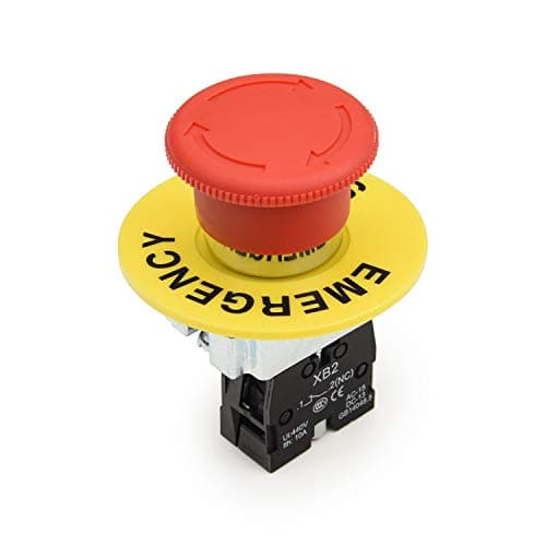 a12082000ux0309 NC Red Mushroom Emergency Stop Push Button Switch, 22 mm, 600V, 10 Amp, ZB2-BE102C