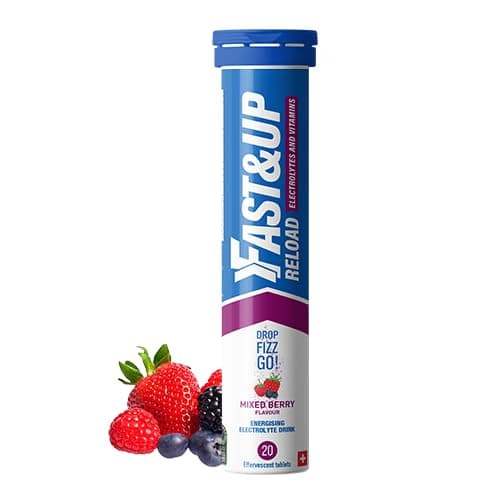 Fast&Up Reload - Energising Electrolyte Drink - Mixed Berry Flavour - 20 Effervescent Hydration Tablets - Added Vitamin C & B12 - Vegan
