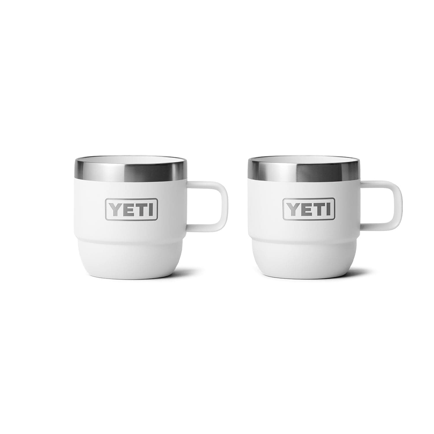 Rambler 6 oz Stackable Mug, Stainless Steel, Vacuum Insulated Espresso/Coffee Mug, 2 Pack, White