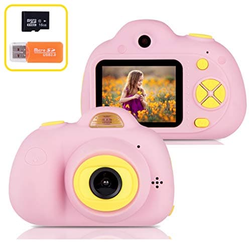 OPOLEMIN Kids Camera with Front Camera Video Camera for Kids with 16G Memory Card Digital Camcorders with 2 Inch Screen Selfie Camera with 8 Scene Options, Flash for Children