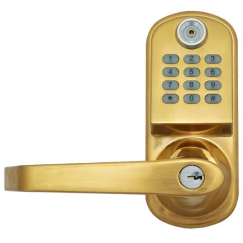 RL2000-R-B Right-Hand Handle Remote Code Door Lock, Brass