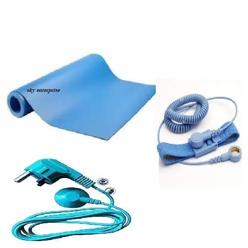 Sky-Zero Volt Therapy kit Grounding Mat Pad Earthing Sheet With 3 pin Plug & Grounding Wrist Band for Grounding Human body volatge (SIZE) (2X3.25 FT)