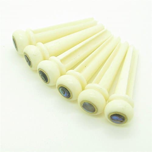 Real Bone Acoustic Guitar Bridge Pins w/Abalone Dot Set of 6