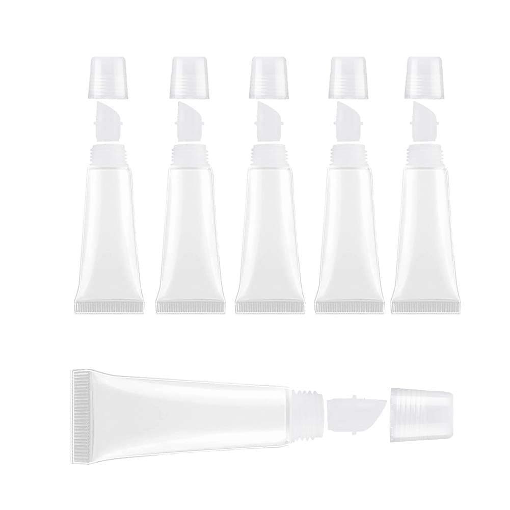Quacc 6 PCS Empty Lip Gloss Tubes 8ml Clear Soft Mini Cosmetic Containers Refillable Lip Balm Squeeze Tube for DIY Lip Gloss Balm Makeup Travel Toiletries