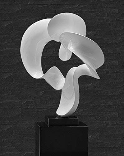 Large White Extravagant Abstract Sculpture on Black Marble Base. Height 83 cm. Shown In Lacquer White Galerie Marble Base 70 x 40 x 30 cm/50 kg for 399 Euro Available.