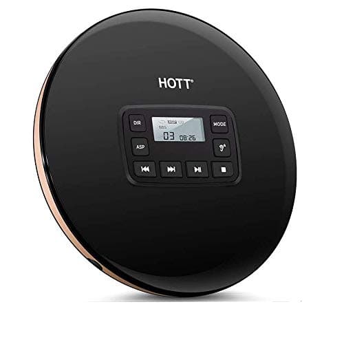EliveBuy Hott Portable CD Player, Compact Walkman CD Player, Personal Disc Music Player with Headphones, Anti-Skip Protection, USB Power Adapter, LCD Display (Black) (Black) (Black)