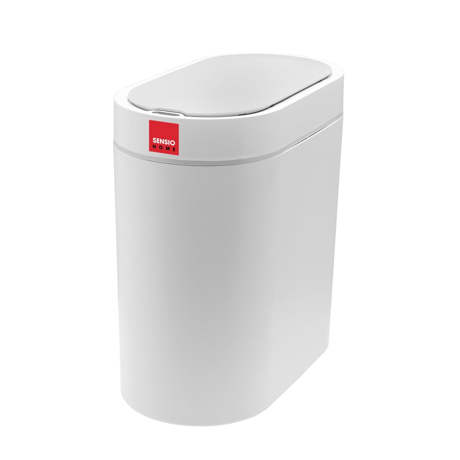 5 Litre Waterproof Motion Sensor Trash Can Dust Bin with Auto Lid, Automatic Garbage Bin for Bedroom Kitchen Bathroom Living Room Office, White with Grey coloured Trim