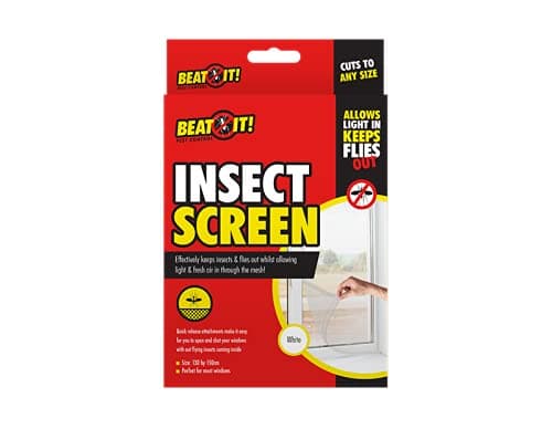 BEAT IT 1x Insect Fly Window Screen | Insect Stop Hook and Loop 5.6 metre roll (130cm x 150cm) | Insect Netting Bug Bee Mosquito Protector (White)