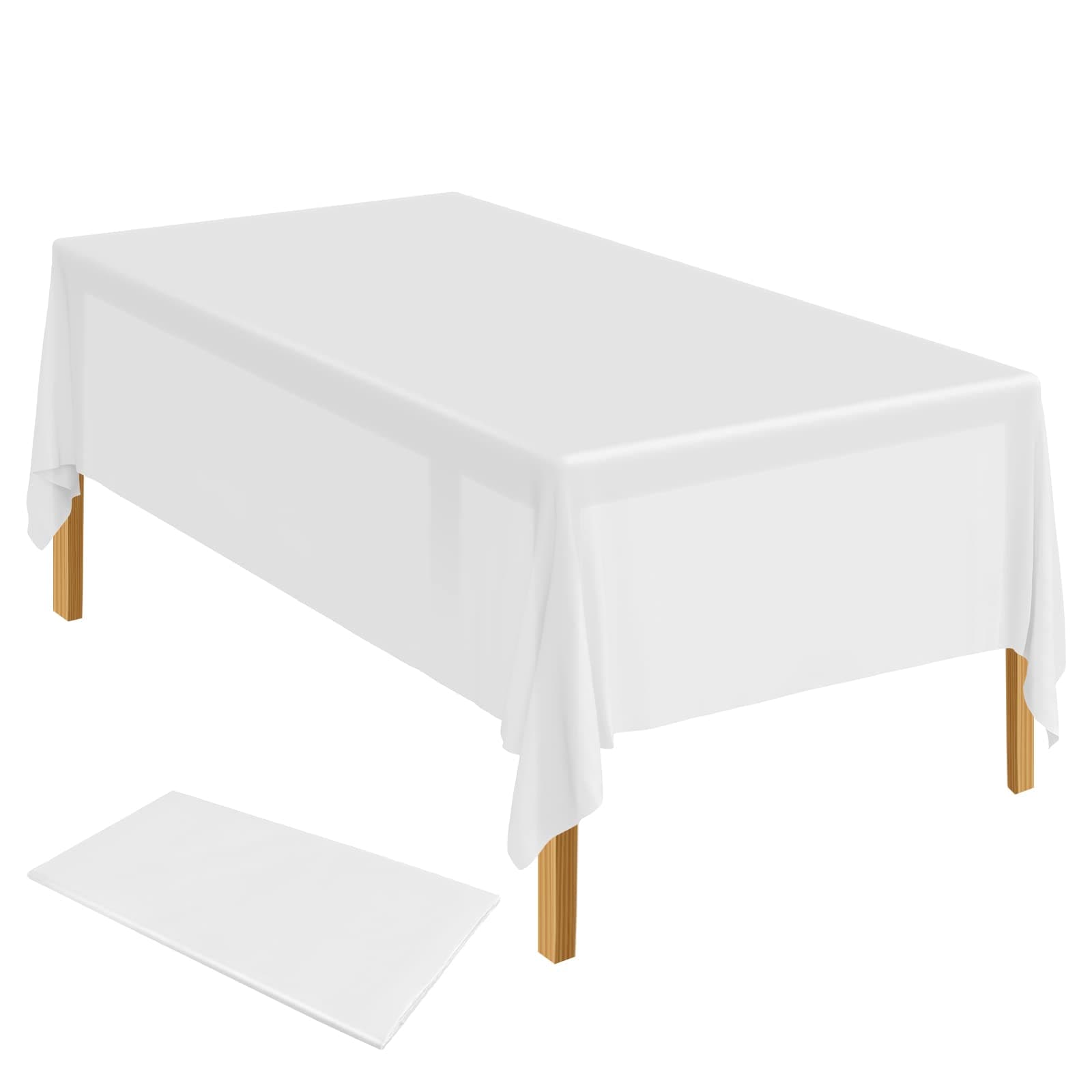 ELECLAND Plastic Table Cover - 137 x 274 cm Rectangle White Tablecloth for Indoor/Outdoor Wedding, Birthday Party Decorations
